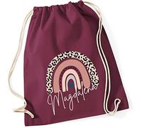 Sacca con nome Leo-Print | motivo arcobaleno rosa | sacchetto di stoffa da tirare come zaino per ragazze