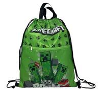 Sacca con tasca frontale zaino con chiusura a coulisse borsa per bambini 44 x 34 cm scuola palestra tempo libero (Minecraft)