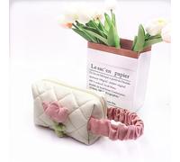 Sacca cosmetica di tulipani, sacchetto di stoccaggio di articoli da toeletta carini di grande capacità per ragazze viaggiare (Creamy White Small)
