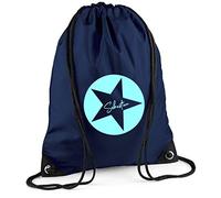 Sacca da ginnastica con nome, motivo a stelle, con stampa del nome, personalizzabile e stampata, borsa sportiva per scarpe, blu scuro, per ragazzi e ragazze, bambini, zaino da tirare