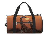Sacca da palestra con giraffa al tramonto, borsa da palestra per donne e uomini, con scomparto per scarpe, riutilizzabile, mini borsa da palestra con giraffa al tramonto, taglia unica