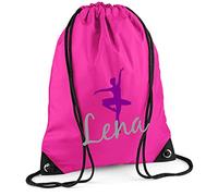 Sacca da palestra con nome, motivo ballerina, personalizzabile e stampata, borsa sportiva per ragazze e bambini, rosa ballerina viola, Colore: rosa., 12 Liter