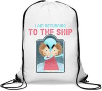 Sacca da palestra con scritta "I Am Returning to The Ship Alien Faded Art Gym Sack Casual Drawstring Bag White