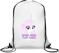 Sacca da palestra con scritta in inglese "Unicorn", stile casual, con coulisse, bianco, Taglia unica