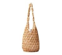 Sacca da spiaggia di paglia for donne, borse da tote borse in legno for perline in legno for perline di tote out for le vasche for le vacanze a tracolla secchio fatti a man