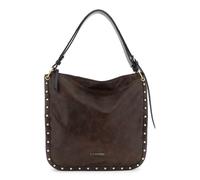 SACCA MORBIDA IN SINTETICO EFFETTO PELLE NUVOLATO CON BORDATURA E RIVETTI