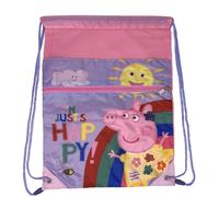 Sacca per bambini Peppa Pig borsa con chiusura a coulisse, tasca frontale, zainetto scuola, palestra, tempo libero