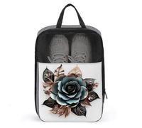 Sacca per scarpe da golf con fiori color foglia di tè, nero, oro rosa e argento, per viaggi e uso quotidiano, anti-polvere, porta scarpe da golf