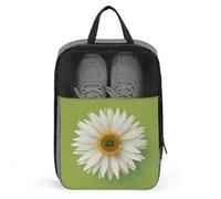 Sacca per scarpe da golf con girasole bianco su sfondo verde tinta unita per viaggi e uso quotidiano anti-polvere