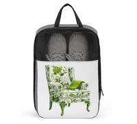 Sacca per scarpe da golf con motivo Chinoiserie, colore verde e bianco, per viaggi, uso quotidiano, anti-polvere, porta scarpe da golf