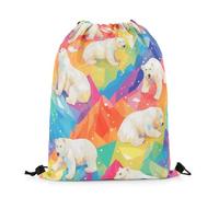 Sacca Sportiva Bear Rainbow Glacier Lover Arctic Wild Animals Zaino con Coulisse Unisex Borsa con Coulisse Sport Drawstring Bag per Scuola Escursionismo Palestra 36X42CM