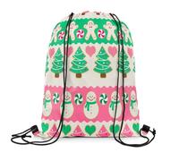 Sacca Sportiva Christmas Tree Set for Cute Cartoon Man Snowman Set Decor Kawaii Xmas Theme Zaino con Coulisse Unisex Sacche Sportive Sport Gym Sack per Vacanze Scuola Spiaggia S