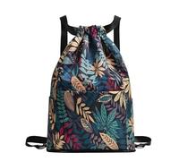 Sacca sportiva con coulisse, borsa da ginnastica da donna con tasca esterna, impermeabile, borsa da palestra, borsa da uomo, grande capacità, pieghevole, per separazione asciutta e bagnata, Nero , L