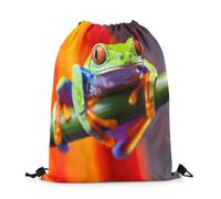 Sacca Sportiva Cute Animal Red Eyed Tree Frog Tropical Frog Family Zaino con Coulisse Sport Drawstring Bag Portaoggetti Gym Sack per Palestra Viaggi Scuola 36X42CM