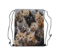 Sacca Sportiva Cute Cat Family Cute Kitten Pet Animal Kawaii Animal Zaino con Coulisse Fashion Drawstring Bag Unisex Gym Sack per Escursionismo Scuola Palestra 36X42CM