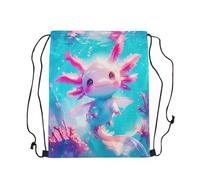 Sacca Sportiva Cute Pink Axolotl Cartoon Salamander Kawaii Marine Sea Life Zaino con Coulisse Unisex Drawstring Bag Fashion Borsa con Coulisse per Palestra Scuola Viaggi 36X42CM
