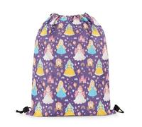 Sacca Sportiva Cute Princess Castle Carriage Doodle Flower Cartoon Rainbow Zaino con Coulisse Unisex Borsa con Coulisse Portaoggetti Sacche Sportive per Viaggi Palestra Escursionismo 36X42CM