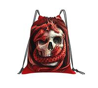 Sacca Sportiva Dragons And Skulls Zaino con Coulisse Fashion Gym Sack Pieghevole Zaino Sacca per Escursionismo Palestra Viaggi 36x42cm