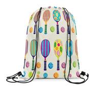 Sacca Sportiva Rainbow Pickleball Colorful Ball Zaino con Coulisse Portaoggetti Borsa con Coulisse Sport Drawstring Bag per Escursionismo Scuola Viaggi 36X42CM