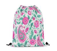 Sacca Sportiva Retro Watercolor Pink Green Classical Flowers Boho Exotic Mysterious Style Flower Zaino con Coulisse Sport Sacche Sportive Unisex Gym Sack per Viaggi Scuola Palestra 36X42CM