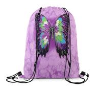 Sacca Sportiva Sport Purple Butterfly Glitter Lavender Butterfliessparkle Stars Galaxy Dreamy Wild Animal Zaino con Coulisse Portaoggetti Borsa con Coulisse Fashion Drawstring Bag per 36X42CM