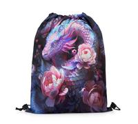 Sacca Sportiva Western Dragon 3D Magical Wildlife Animal Chinese Style Zaino con Coulisse Portaoggetti Borsa con Coulisse Sport Drawstring Bag per Escursionismo Scuola Palestra 36X42CM