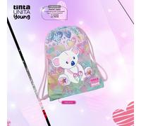 Sacca Tinta Unita Young Glitter 30x40cm Nero Rosa scuola tempo libero