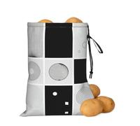 Sacca traspirante per patate e cipolle, colore: bianco e nero | Tessuto che blocca la luce. Estende la freschezza. Cerniera laterale. Facile da trasportare.