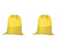 Sacca Zainetto Sportiva Gym Sack Sport Ginnastica Nuoto Borsa Coulisse Palestra Impermeabile Viaggio Scarpe Scuola Asilo Bambini Adulti Unisex in Nylon 210D con Tasca Frontale(2 Pezzi) (Giallo)
