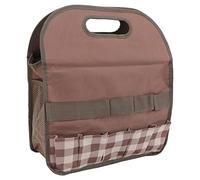 Saccheggio per utensili da giardino grande capacità di grande capacità 600d in tessuto oxford petroliere per utensili da giardino per giardinieri organizzatore portatile leggero (Marrone con plaid)