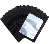 Sacchetti a chiusura lampo in Mylar risigillabili 100Pcs per conservazione degli alimenti Custodia a prova di odore per biscotti di caramelle Bomboniere (nero, 10 x 18 cm)