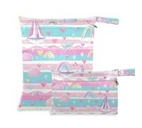 Sacchetti a prova di disordine, a forma di barca a vela, carini e colorati, per viaggiare, confezione da 2, essenziali da viaggio per volare, con manici per spiaggia,