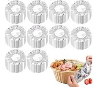 Sacchetti Alluminio per Alimenti, 100PCS Cuffie Copri Cibo, Cuffie Copri Alimenti Riutilizzabili con Elastico, Copri Vivande, Coperchi per Ciotole, Piatti e Contenitori (Argento)