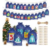 Sacchetti 'Avvento da riempire con 24 tasche con coulisse per | sacchetto di Natale con caramelle e snack per Adulti Negozi Aula Ufficio Casa Scuola Feste