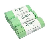 Sacchetti biodegradabili da 25 litri, 75 pz - EN 13432 - sacchetti biodegradabili con guida al compostaggio, per pattumiere a pedale, per rifiuti alimentari da cucina, per cestini dei rifiuti da marciapiede