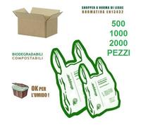 SACCHETTI BIODEGRADABILI N. 500 1000 2000 SHOPPER A NORMA EN13432 CM 27X45 BUSTE