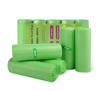 Sacchetti biologici da 50 l, 5 rotoli da 80 pezzi 13 Gal, biodegradabili, amido di mais, materiale 100% riciclato, resistenti agli strappi e impermeabili, per cucina, soggiorno, casa, giardino