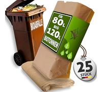 Sacchetti biotoni della spazzatura 80 l - 120 l I 25 sacchetti biotoni biomateriali I sacchetti di carta per biomateria senza madri, sacchetti di carta per rifiuti da giardino