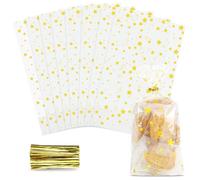 Sacchetti Biscotti Natale, 100pcs Sacchetti Trasparenti per Biscotti Stella, Buste Trasparenti Natalizi per Regali con Legami di Torsione, Sacchetti Cellophane per Caramelle Alimenti Regalo 9.5x16CM