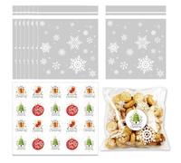 Sacchetti Biscotti Natale, Bustine Cellophane: 100Pz Sacchetti Alimentari Natalizi Dolci Natale per Biscotti (14X14CM)