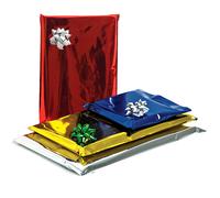 SACCHETTI BUSTE REGALO metallizzati patella adesiv 35x47 + 4 cm rosso 100 pz