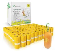 Sacchetti Cane Cacca Biodegradabili, 1050 unità, 70 rotoli con Dispenser Gratuiti, Sacchetti per Escrementi di Cane Realizzati in Amido di Mais, Resistenti e a Prova di Perdite al 100% (Giallo)