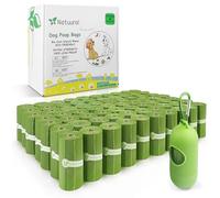 Sacchetti Cane Cacca Biodegradabili, 1050 unità, 70 rotoli con Dispenser Gratuiti, Sacchetti per Escrementi di Cane Realizzati in Amido di Mais, Resistenti e a Prova di Perdite al 100% (Verde)