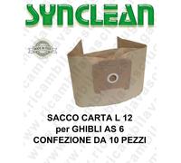 SACCHETTI CARTA litri 12 per ASPIRAPOLVERE GHIBLI mod. AS 6 confezione da 10 pez