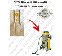 SACCHETTI CARTA litri 19 con tappo per ASPIRAPOLVERE GHIBLI AS30 conf. 10 pezzi