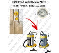 SACCHETTI CARTA litri 19 con tappo per ASPIRAPOLVERE GHIBLI AS600 conf. 10 pezzi