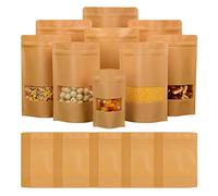 Sacchetti Carta per Alimenti con Finestra, Sacchetti Kraft con Finestra, Kraft Buste, Applicano a Noci, Dulces, Foglie di Tè, Spezie ecc. Marrone 9x14cm 100PZ