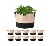 Sacchetti Coltivazione Tessuto 10 Manici e Etichette Patchwork Nero | Realizzati in feltro ispessito con doppie maniglie in nylon e tasca per trasparente per etichette per diversi