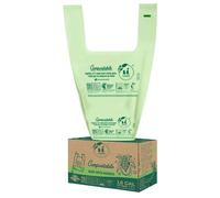 Sacchetti compostabili per magliette UNNI con maniglia e laccio, 1,2-1,6 galloni, 6 litri, 50 pezzi, 0,64 mil, per piccoli rifiuti alimentari da