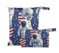 Sacchetti con cerniera per bambini, motivo astronauta americano, confezione da 2 pezzi, per costume da bagno con manici per pannolini per bambini, yoga